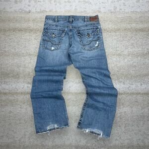 Vintage Y2K Skater Wide Leg Jeans 36x36 Flared Bell Bottoms Silver Medium Wash